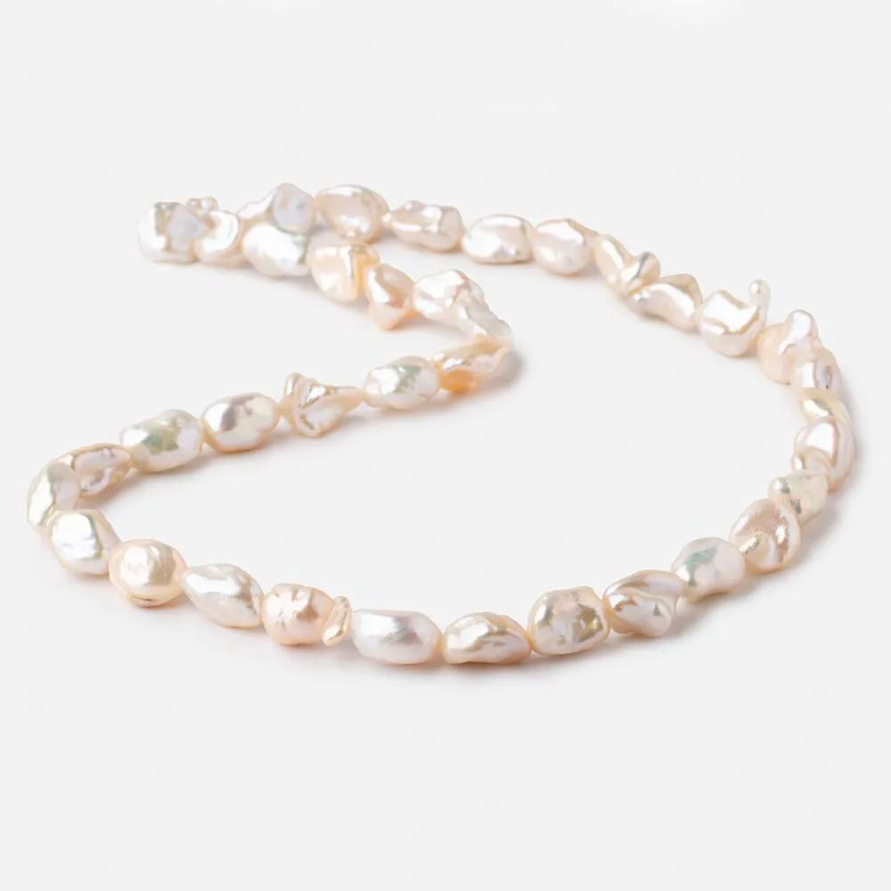 10-12mm Peach Straight Drilled Keshi Freshwater Pearls 15.5 inch 38 pieces