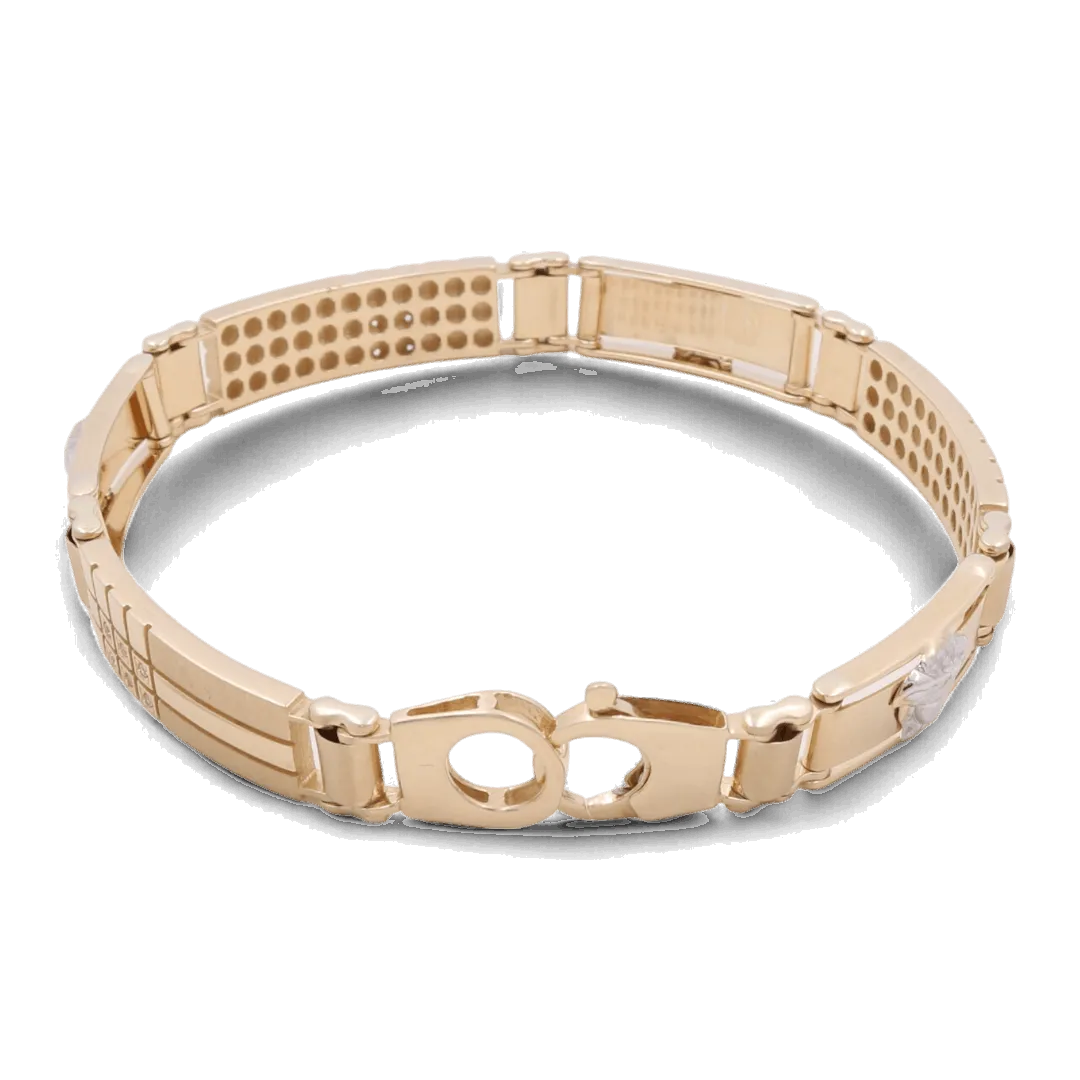 14K Men's Yellow and White Gold Fashion Italian Medusa Bracelet
