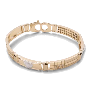 14K Men's Yellow and White Gold Fashion Italian Medusa Bracelet