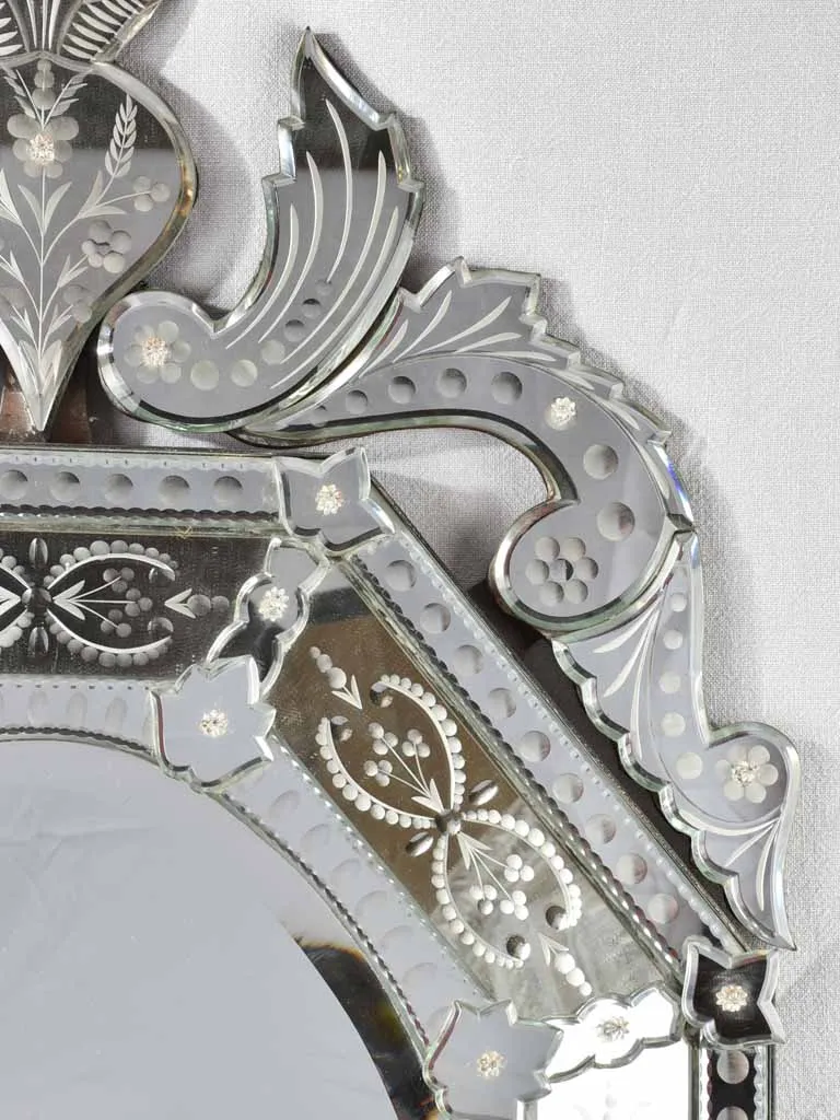 1950s octagonal crested Venetian mirror 44"