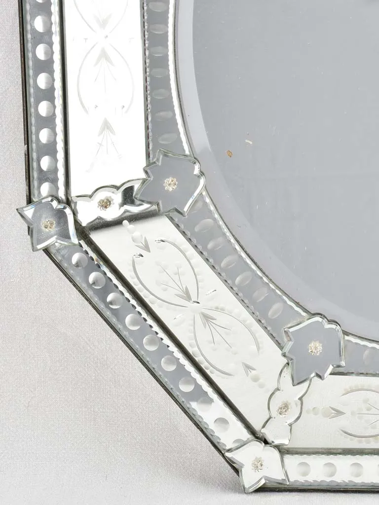 1950s octagonal crested Venetian mirror 44"