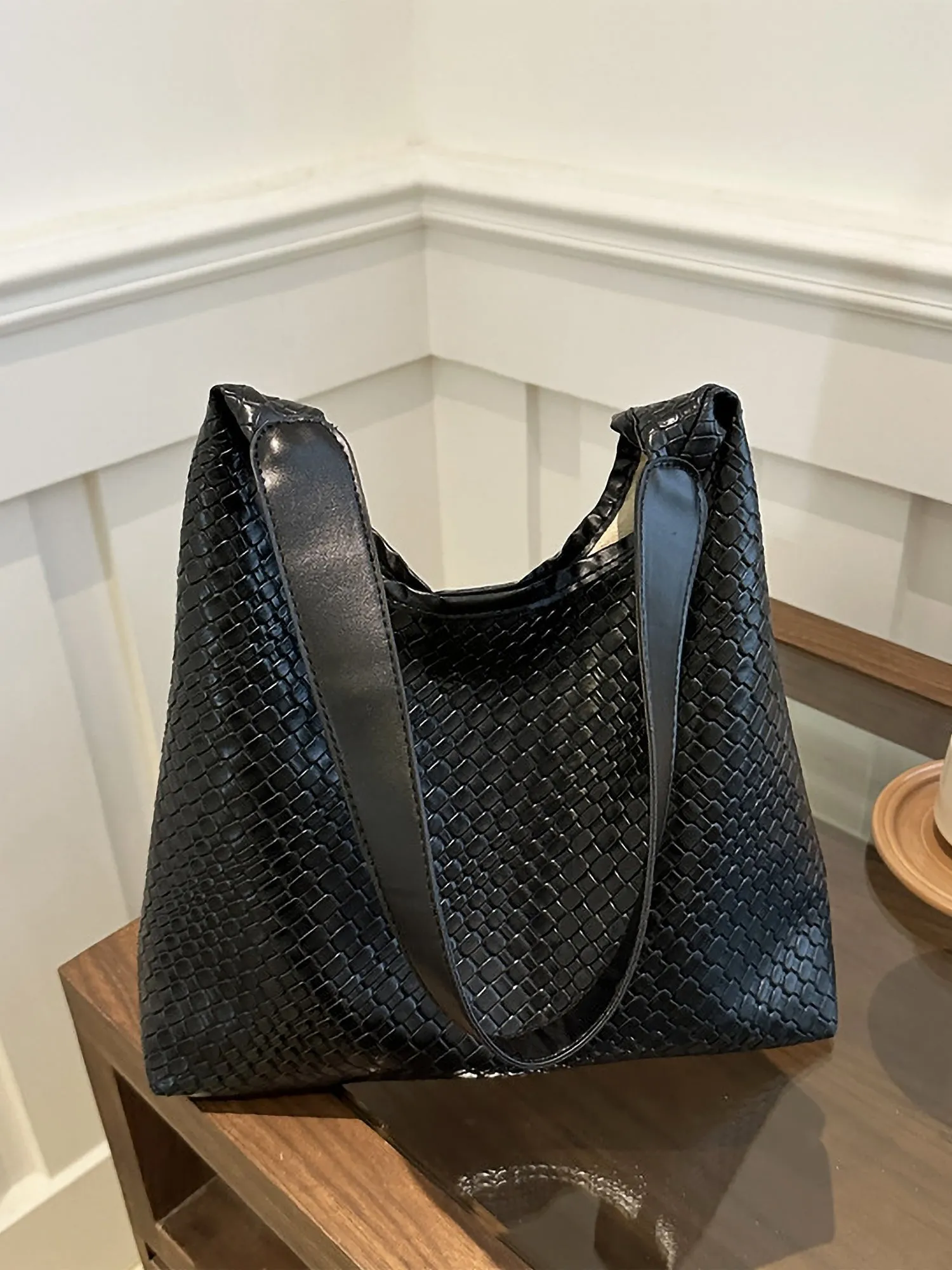 2 Pieces Faux Crocodile Leather Purse & Shoulder Bag Set
