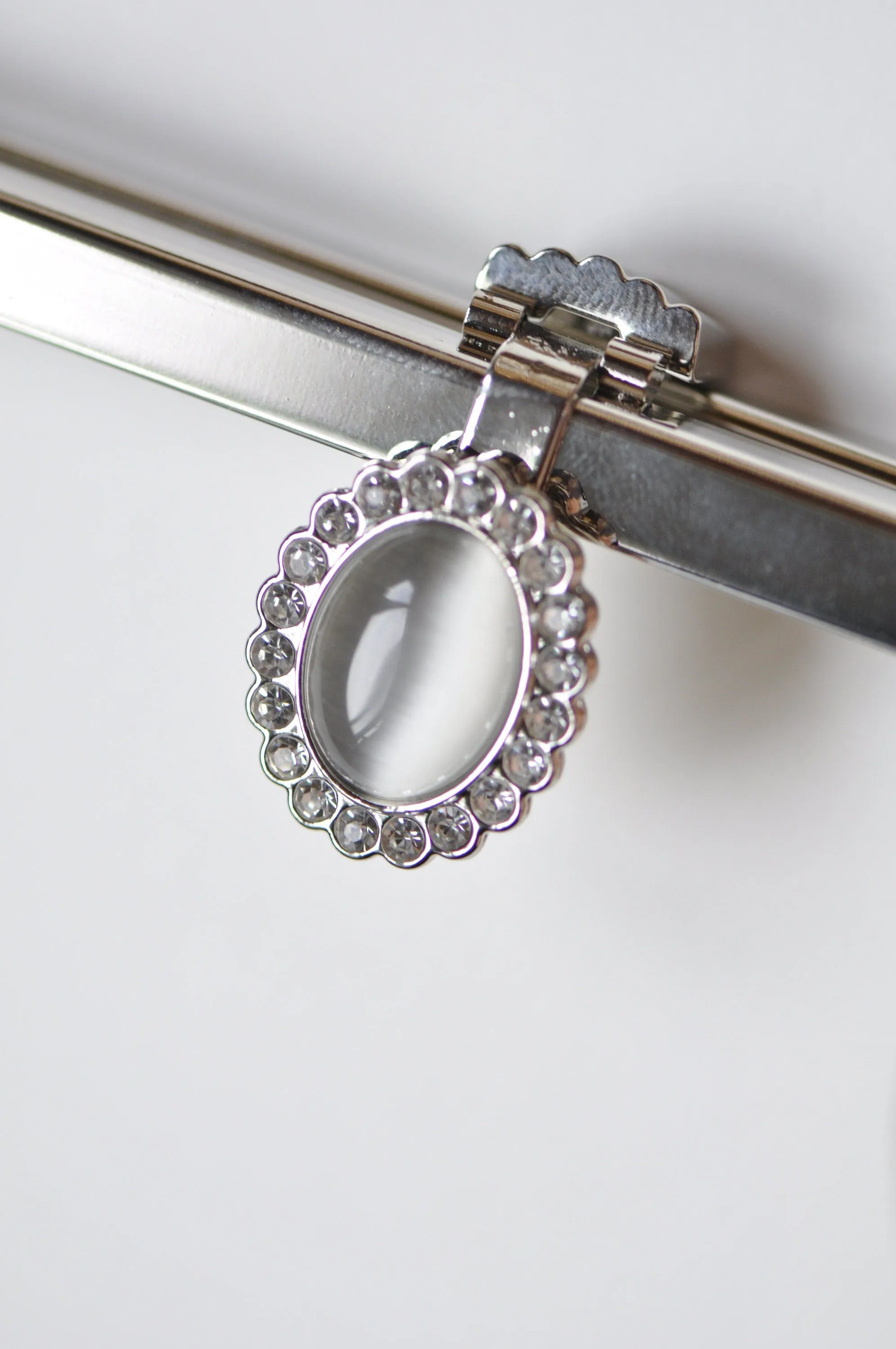 23cm Silver Purse Frame Handle Glue In Bag Hooks 23cm x 6cm