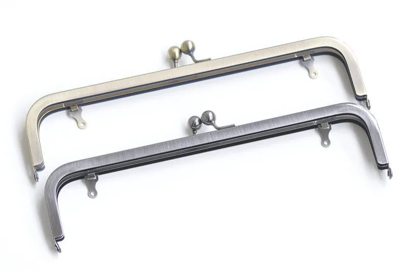 24 x 5.5cm ( 9" x 2") Bronze Purse Frame Large Handle Purse Frame Glue-In With Loops