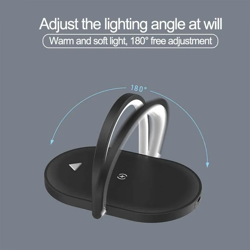 3 In 1 Foldable Wireless Magsafe Charger Night Light Wireless Charging Station Stonego LED Reading Table Lamp 15W Fast Charging Light