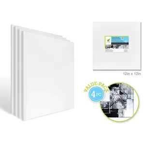 4 Artist Quality Stretched Canvas Primed 100% Cotton 12x12in