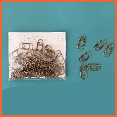 50Pcs /Bag Mini Heart Gold Rose Gold Color Clip | Bookmark Binder Paper Clips