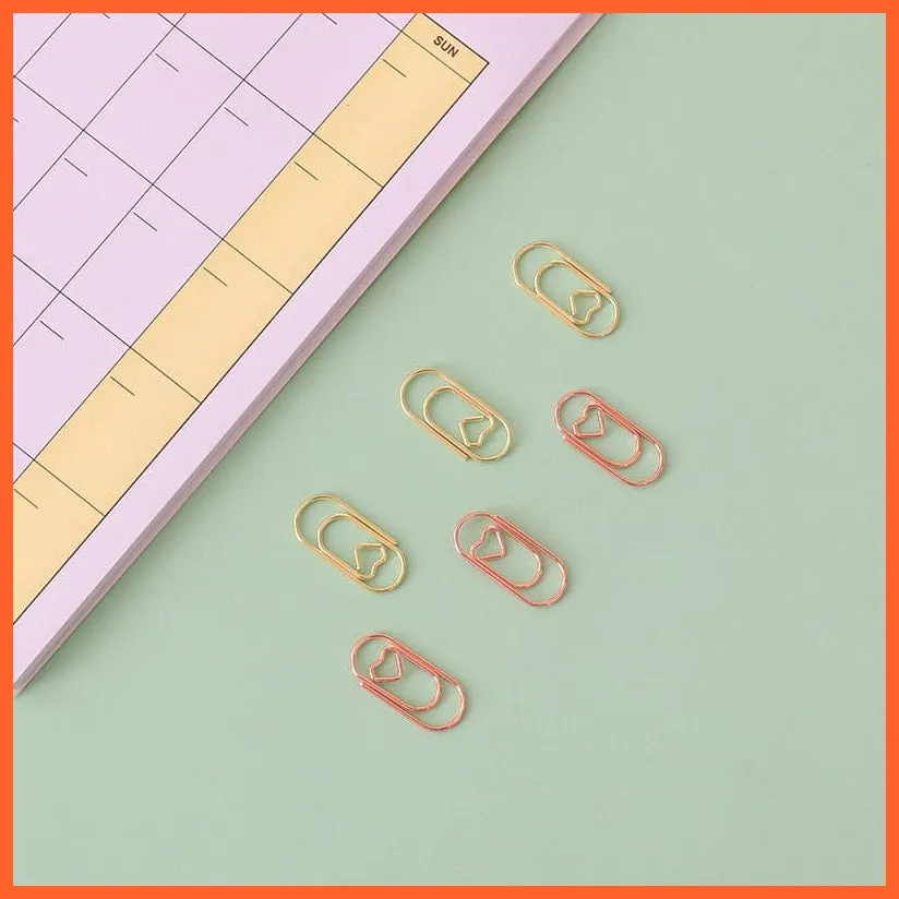 50Pcs /Bag Mini Heart Gold Rose Gold Color Clip | Bookmark Binder Paper Clips