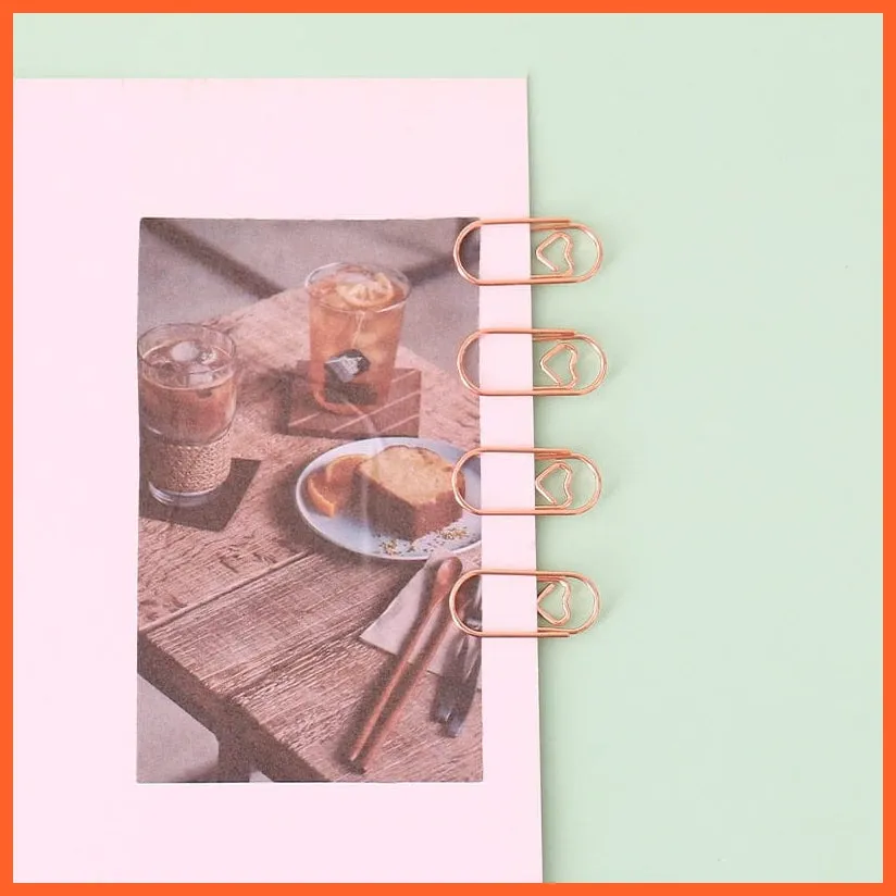 50Pcs /Bag Mini Heart Gold Rose Gold Color Clip | Bookmark Binder Paper Clips