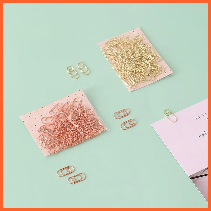 50Pcs /Bag Mini Heart Gold Rose Gold Color Clip | Bookmark Binder Paper Clips