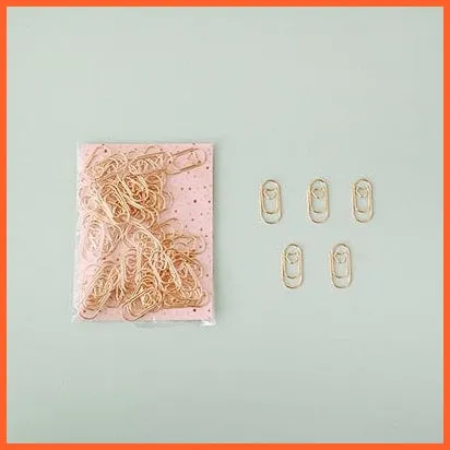 50Pcs /Bag Mini Heart Gold Rose Gold Color Clip | Bookmark Binder Paper Clips