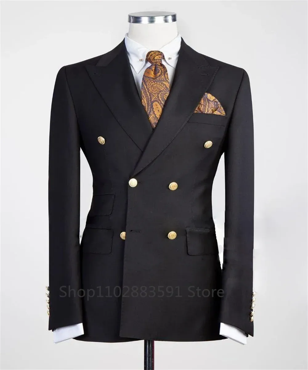Aidase 2024 Suit For Men Groom's Wedding 1 Pieces Slim Fit Blazer Wide Shawl Lapel Luxury Men Suit Custom Made Tuxedo Gold Button