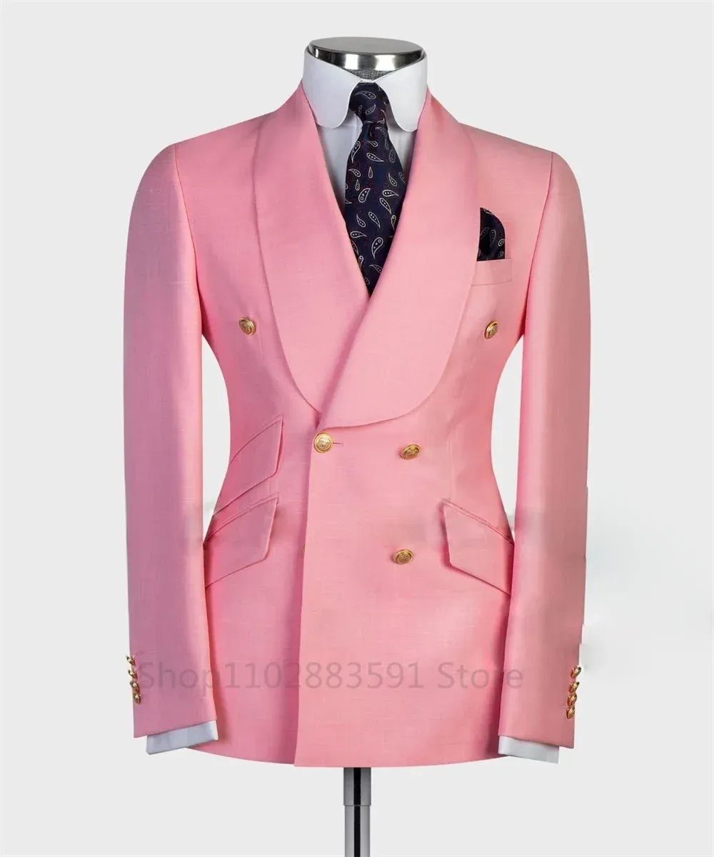 Aidase 2024 Suit For Men Groom's Wedding 1 Pieces Slim Fit Blazer Wide Shawl Lapel Luxury Men Suit Custom Made Tuxedo Gold Button