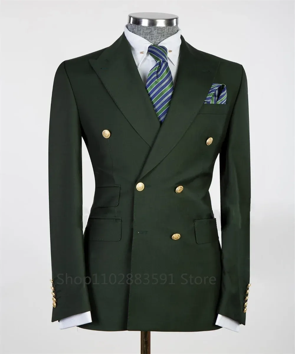 Aidase 2024 Suit For Men Groom's Wedding 1 Pieces Slim Fit Blazer Wide Shawl Lapel Luxury Men Suit Custom Made Tuxedo Gold Button