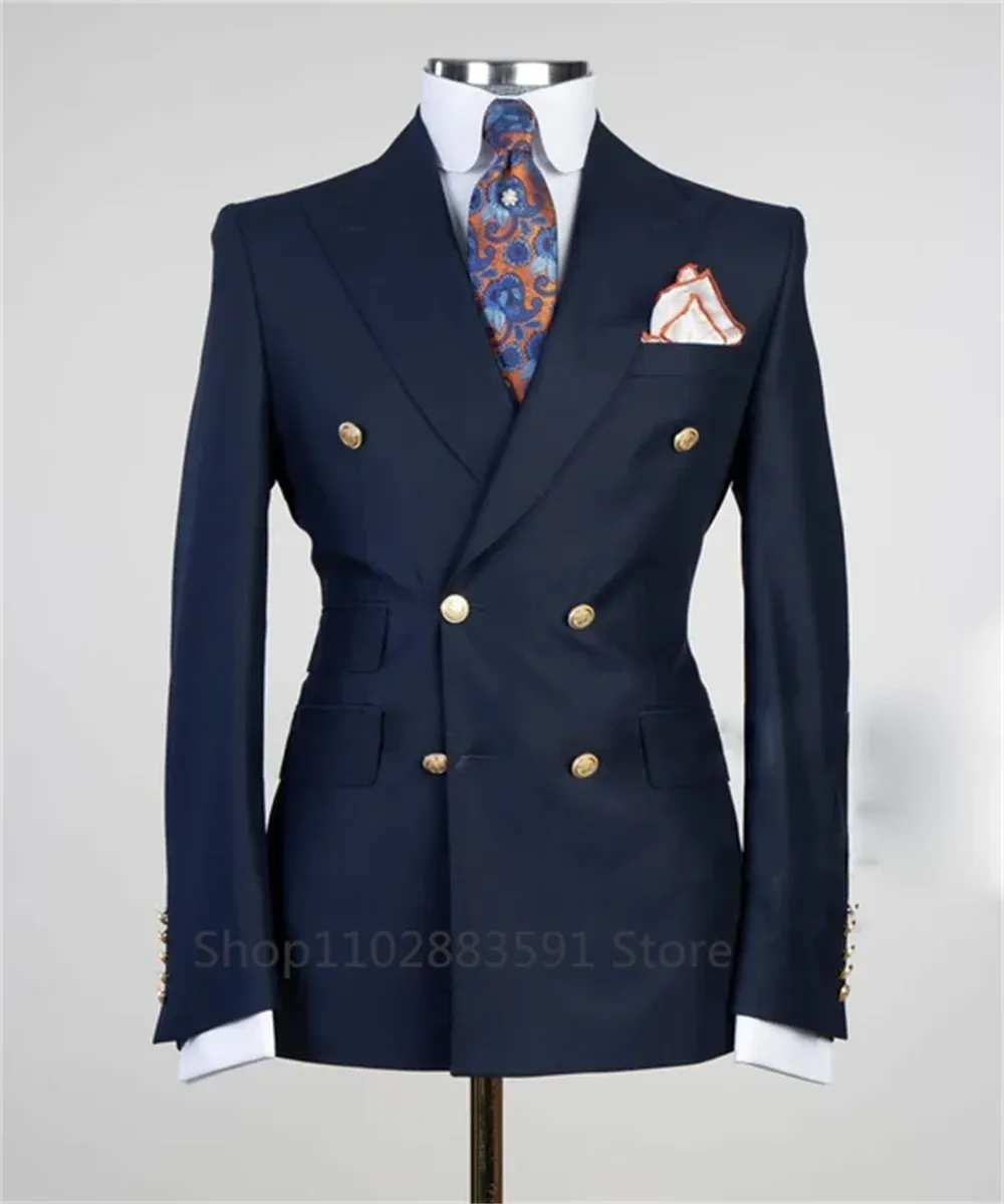 Aidase 2024 Suit For Men Groom's Wedding 1 Pieces Slim Fit Blazer Wide Shawl Lapel Luxury Men Suit Custom Made Tuxedo Gold Button