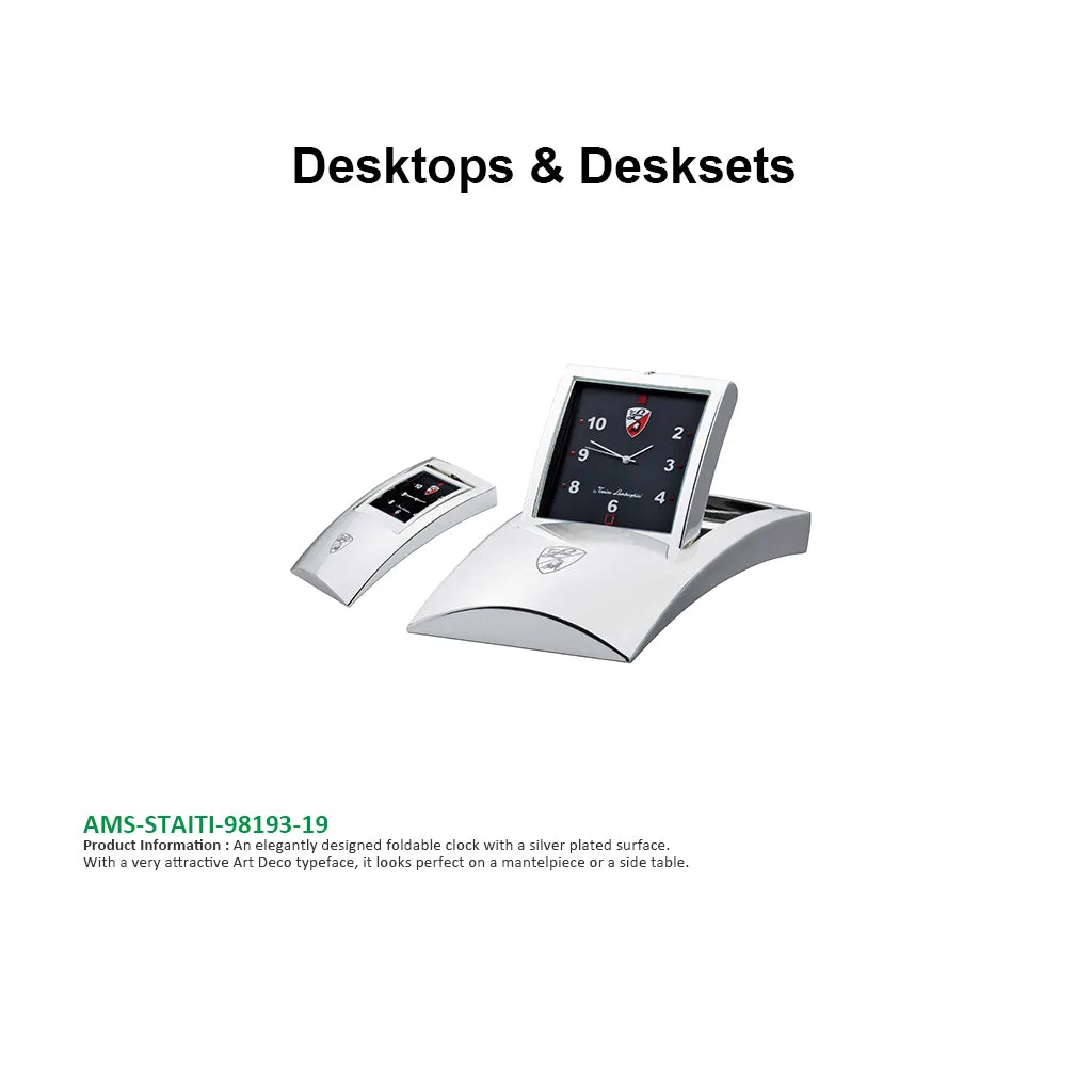 AMS- STAITI - 98193 – 19 Silver Plated Foldable Clock