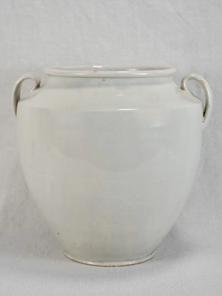 Antique French egg pot with white glaze - Martres Tolosane 10¾"