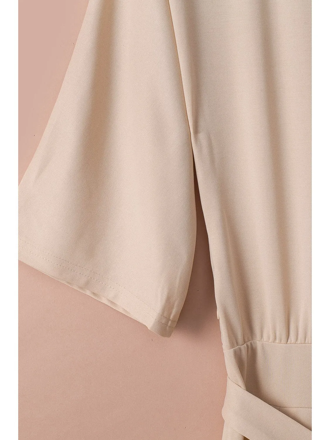 Apricot Boat Neck Knot Wide Leg Jumpsuit