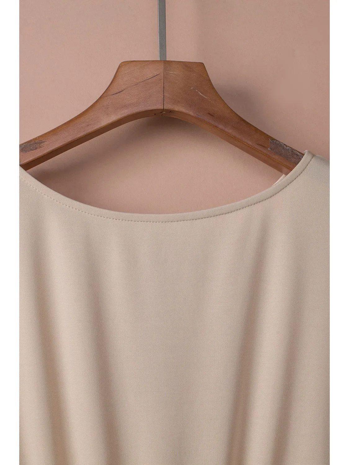 Apricot Boat Neck Knot Wide Leg Jumpsuit