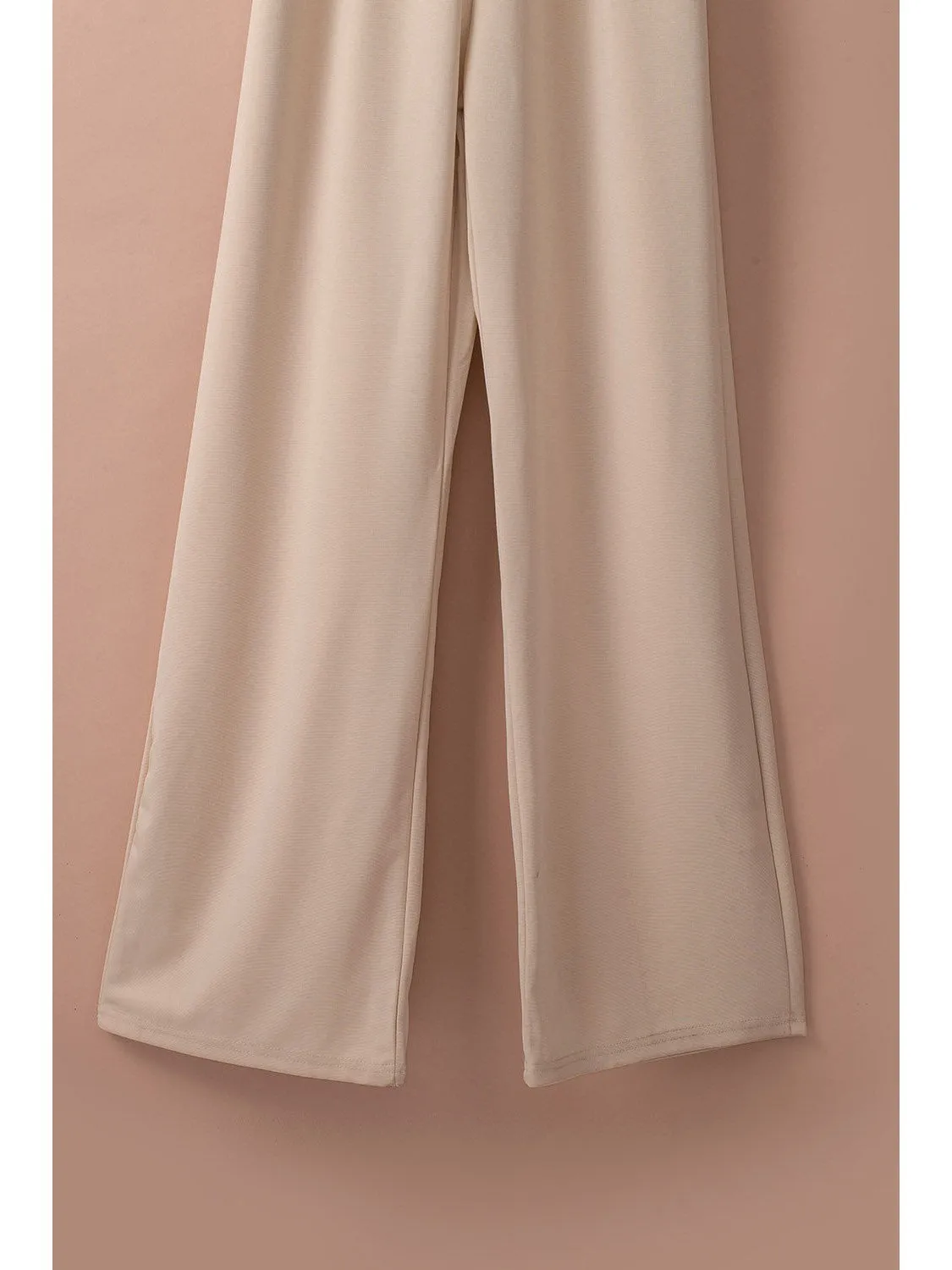 Apricot Boat Neck Knot Wide Leg Jumpsuit