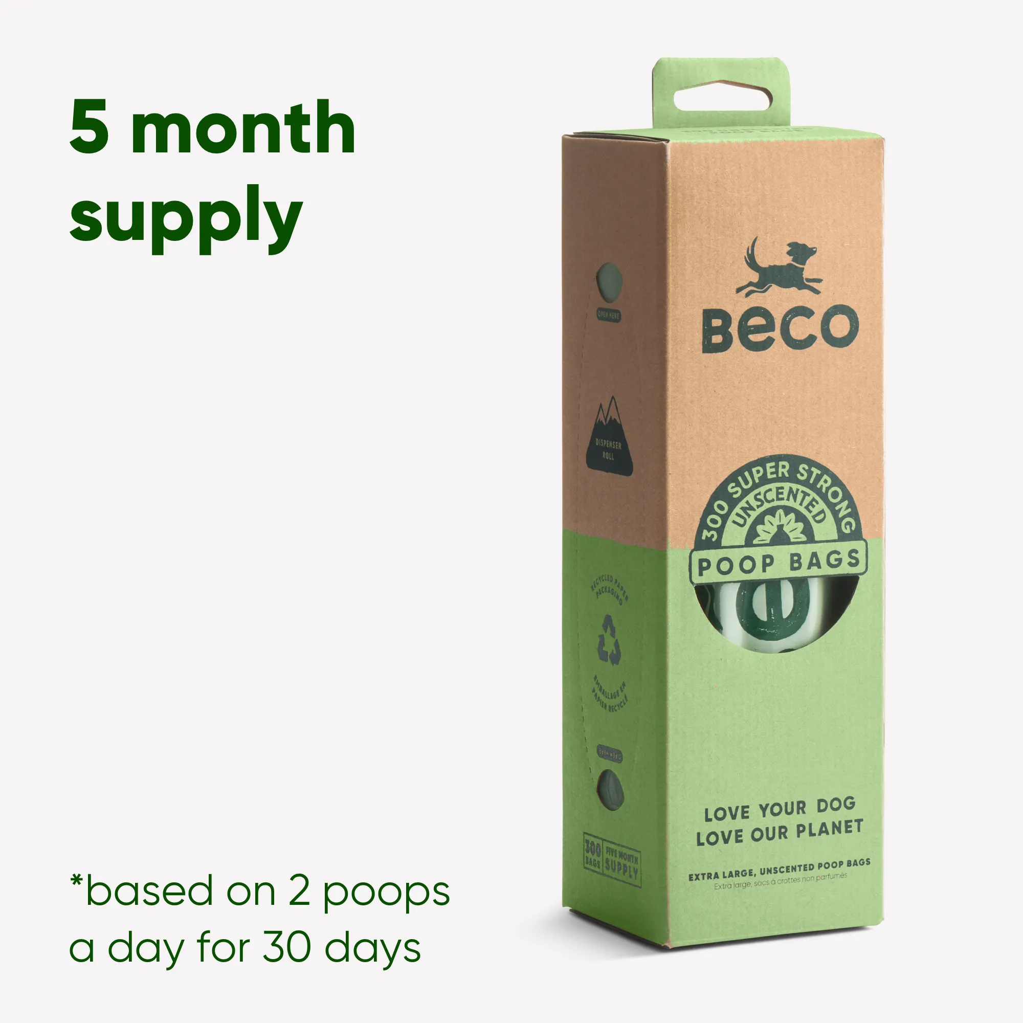Beco Poop Bag, Dispenser Roll | Big, Strong, Leak-Proof
