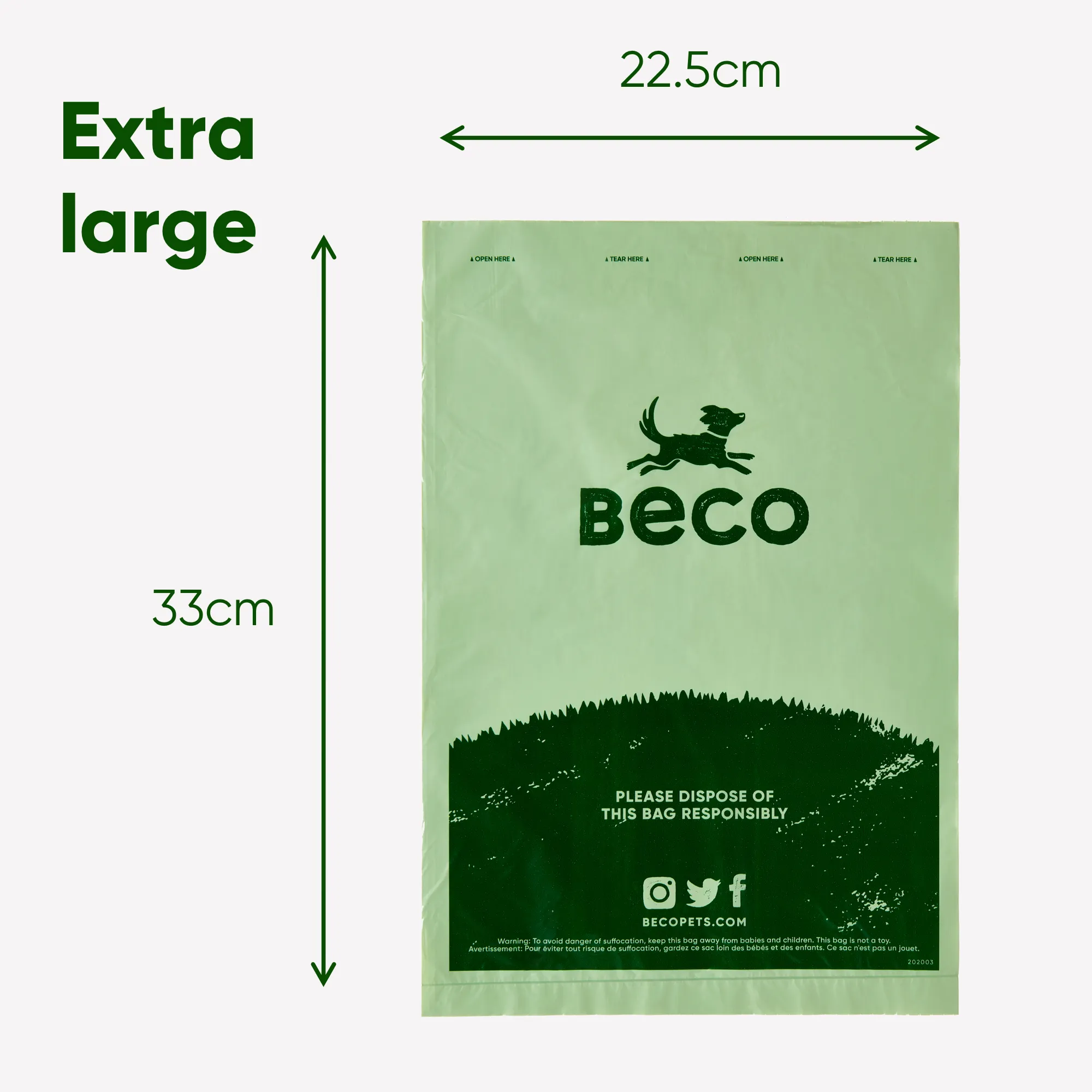 Beco Poop Bag, Dispenser Roll | Big, Strong, Leak-Proof