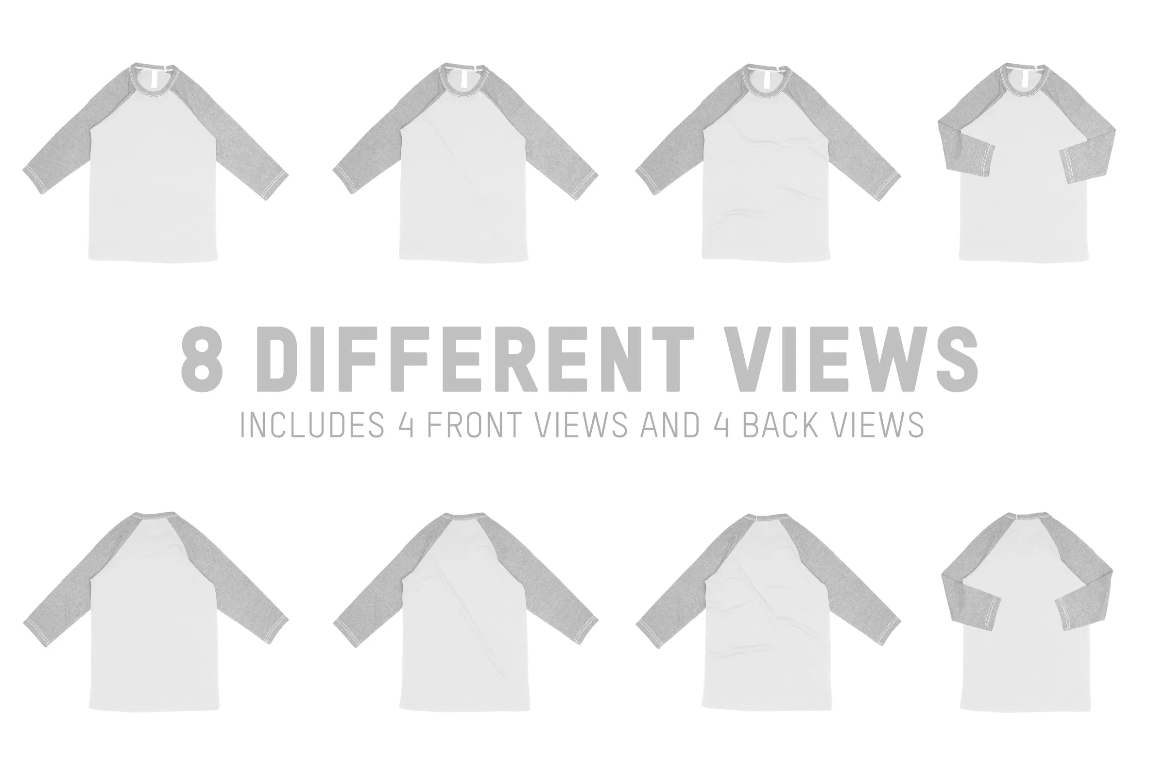 Bella   Canvas 3200Y Youth 3/4 Sleeve Raglan Mockups
