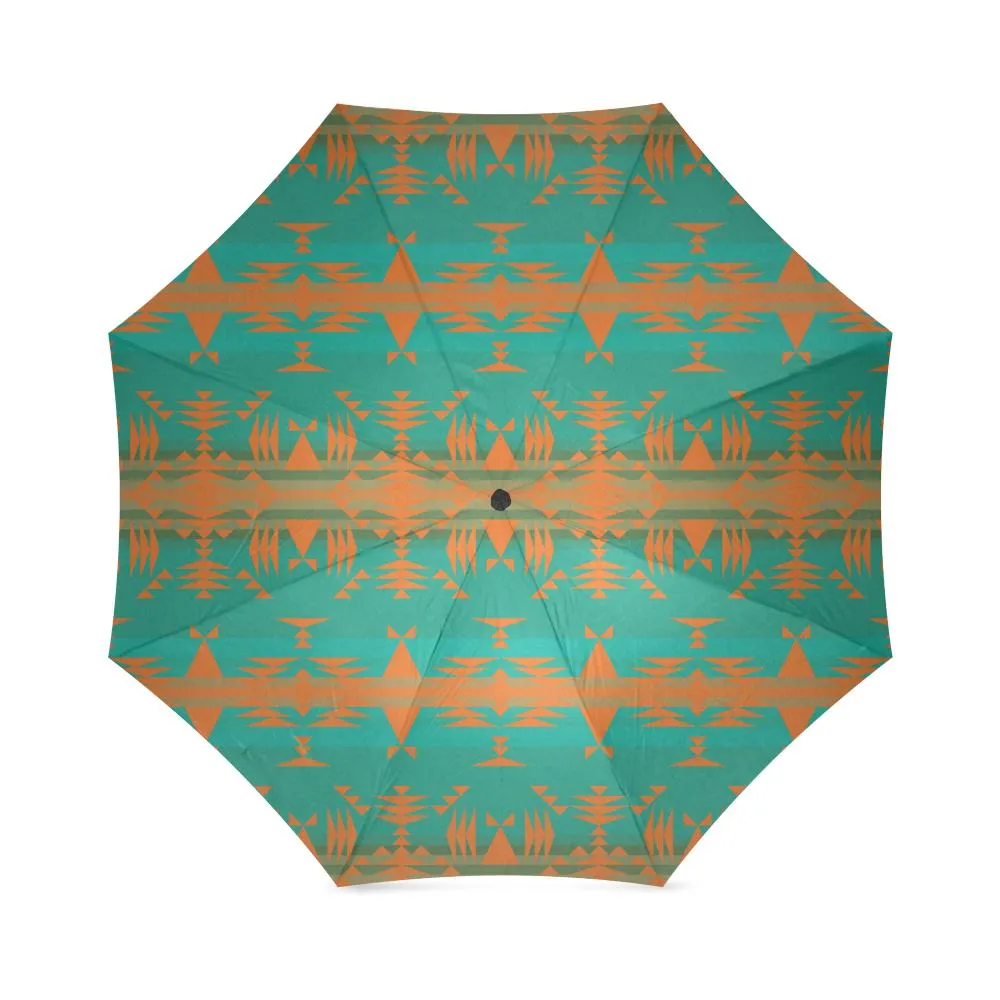 Between the Mountains Deep Lake Orange Foldable Umbrella