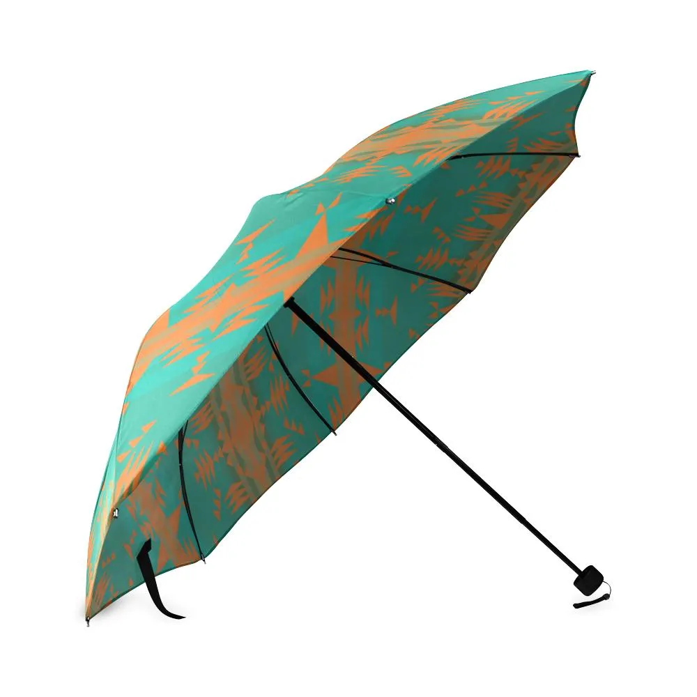 Between the Mountains Deep Lake Orange Foldable Umbrella