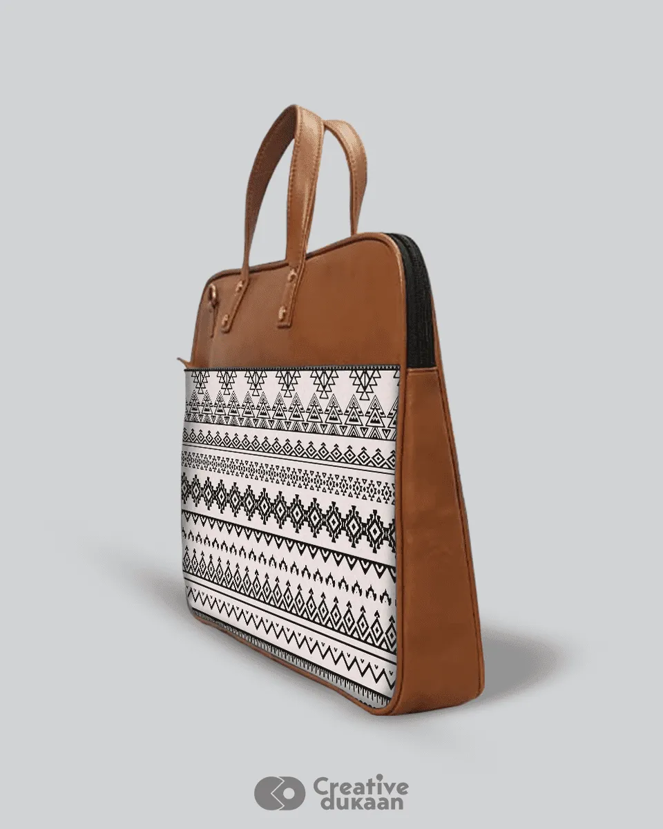 Black and White Chevron - The Vegan Leather Laptop Bag