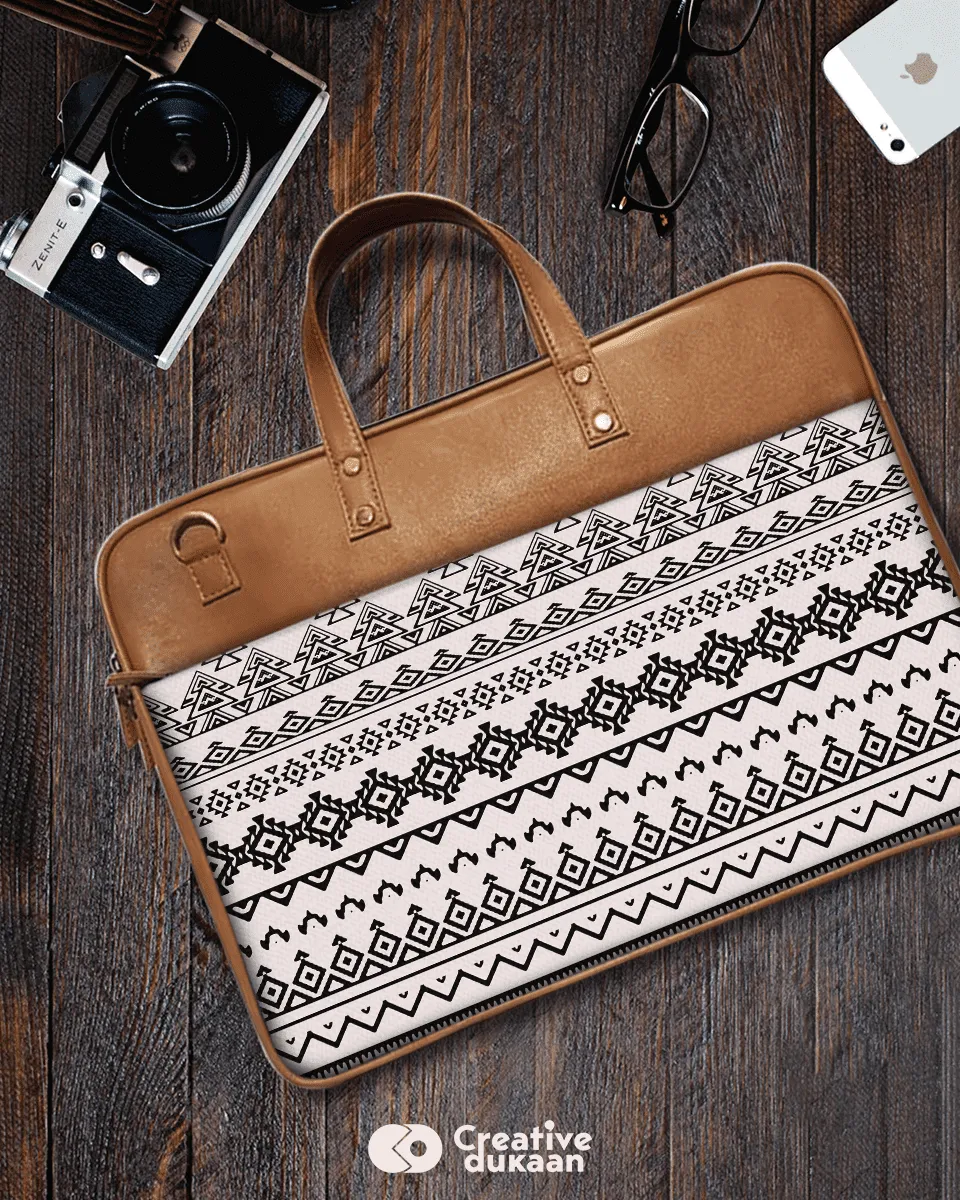 Black and White Chevron - The Vegan Leather Laptop Bag