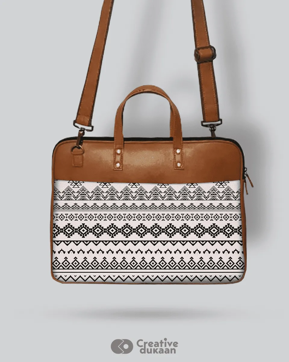 Black and White Chevron - The Vegan Leather Laptop Bag