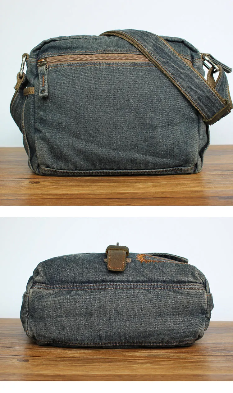 Blue Denim Small Messenger Bags Denim Small Side Bags Vintage Small Crossbody Bag For Men