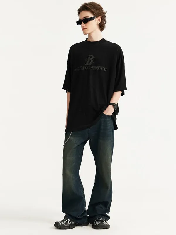 Business Is Business Embroidered T-Shirt in Black Color