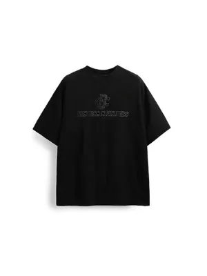 Business Is Business Embroidered T-Shirt in Black Color