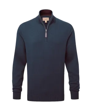 Calton Cotton Cashmere Quarter Zip Jumper - Petrol Blue