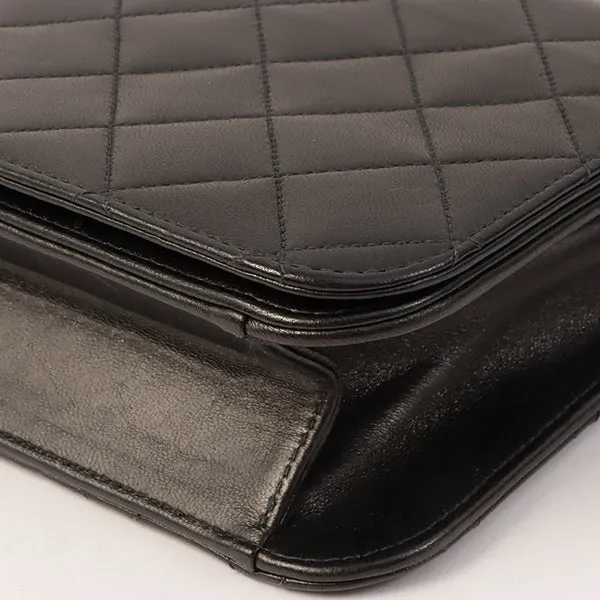 Chanel Around 2001 Made Full Flap Turn-Lock Chain Bag Black