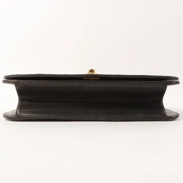 Chanel Around 2001 Made Full Flap Turn-Lock Chain Bag Black