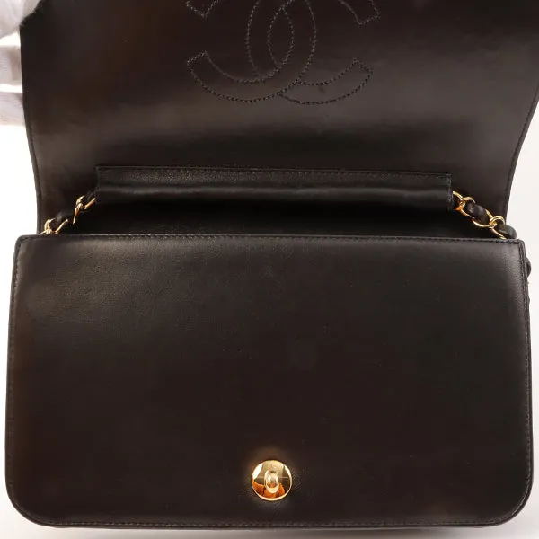 Chanel Around 2001 Made Full Flap Turn-Lock Chain Bag Black