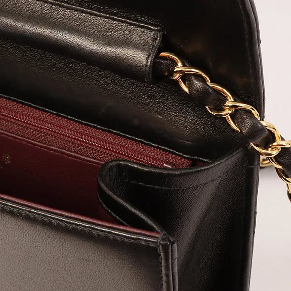 Chanel Around 2001 Made Full Flap Turn-Lock Chain Bag Black