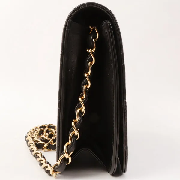 Chanel Around 2001 Made Full Flap Turn-Lock Chain Bag Black
