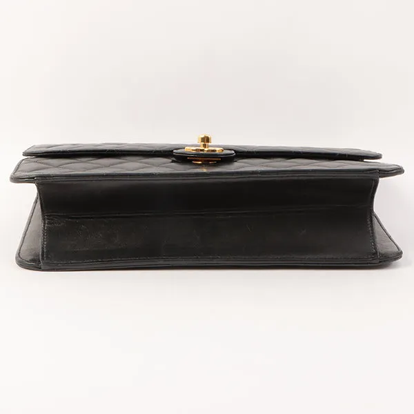 Chanel Around 2001 Made Straight Flap Turn-Lock Chain Bag Black