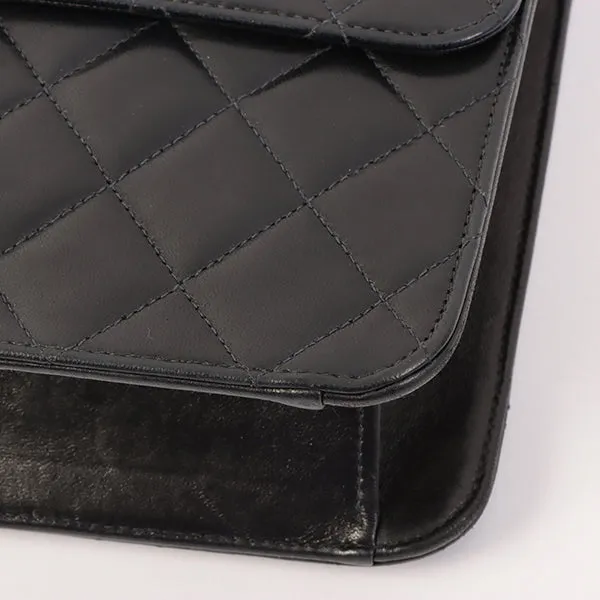 Chanel Around 2001 Made Straight Flap Turn-Lock Chain Bag Black
