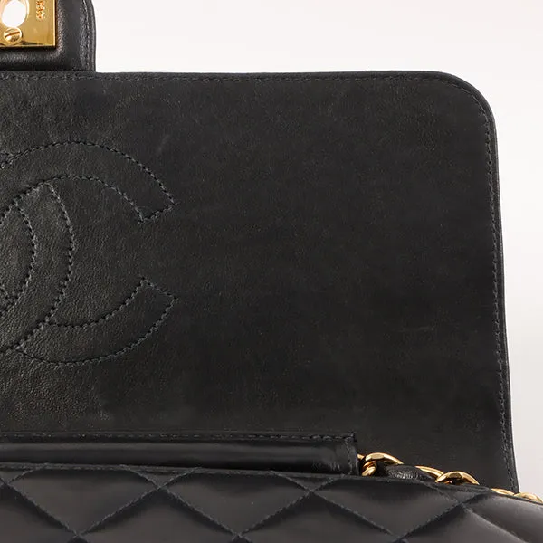 Chanel Around 2001 Made Straight Flap Turn-Lock Chain Bag Black