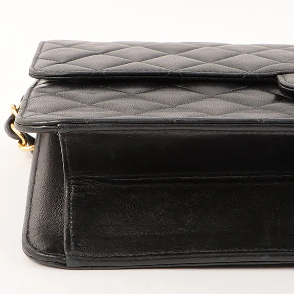 Chanel Around 2001 Made Straight Flap Turn-Lock Chain Bag Black