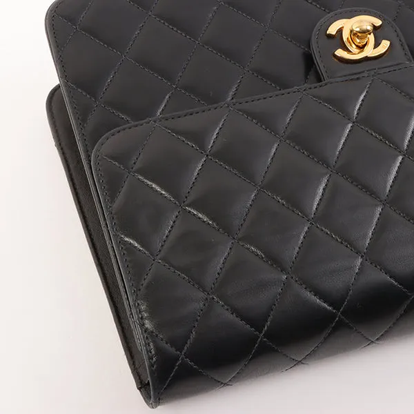 Chanel Around 2001 Made Straight Flap Turn-Lock Chain Bag Black