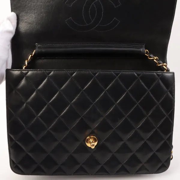 Chanel Around 2001 Made Straight Flap Turn-Lock Chain Bag Black