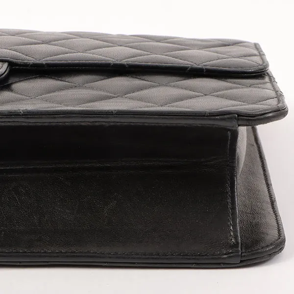 Chanel Around 2001 Made Straight Flap Turn-Lock Chain Bag Black