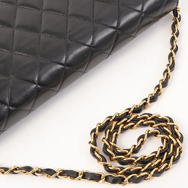 Chanel Around 2001 Made Straight Flap Turn-Lock Chain Bag Black