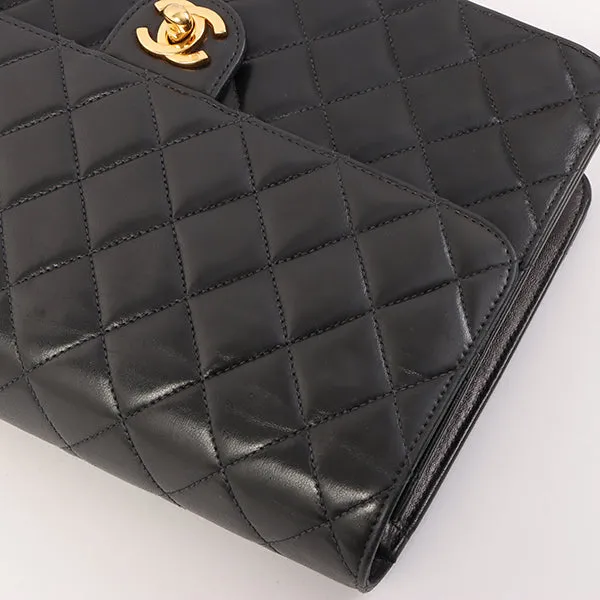 Chanel Around 2001 Made Straight Flap Turn-Lock Chain Bag Black